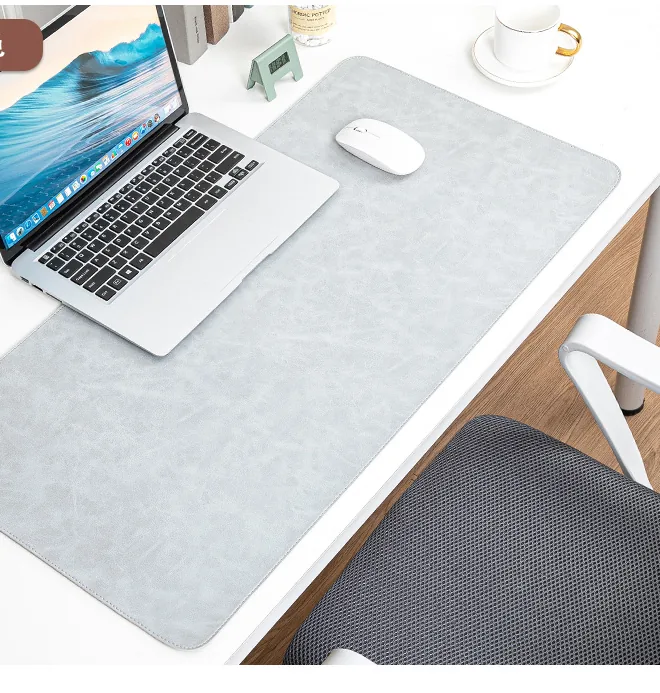 Sous-main de bureau en cuir PU coloris gris clair